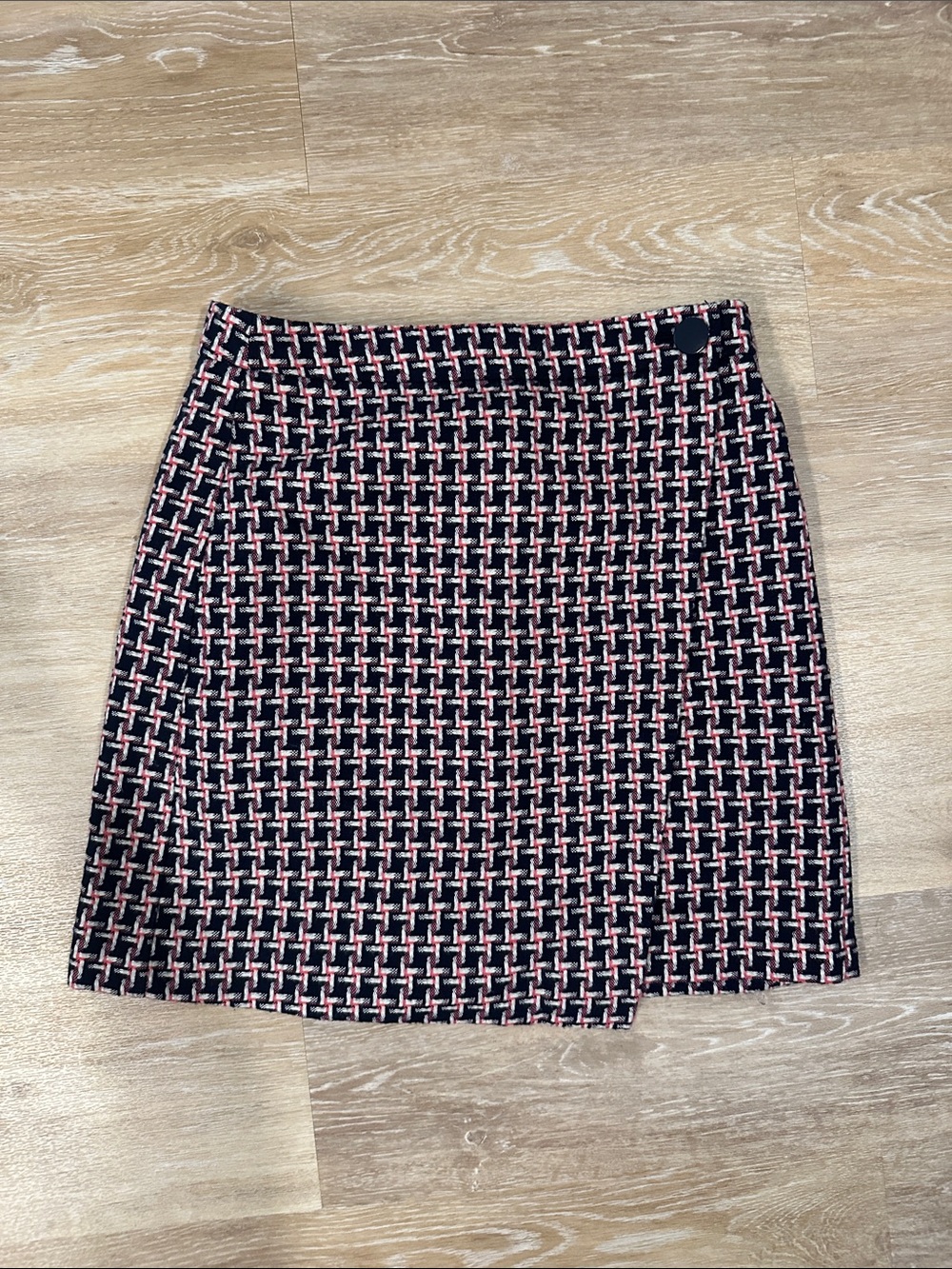 LOFT Black and Pink Tweed Mini Skirt